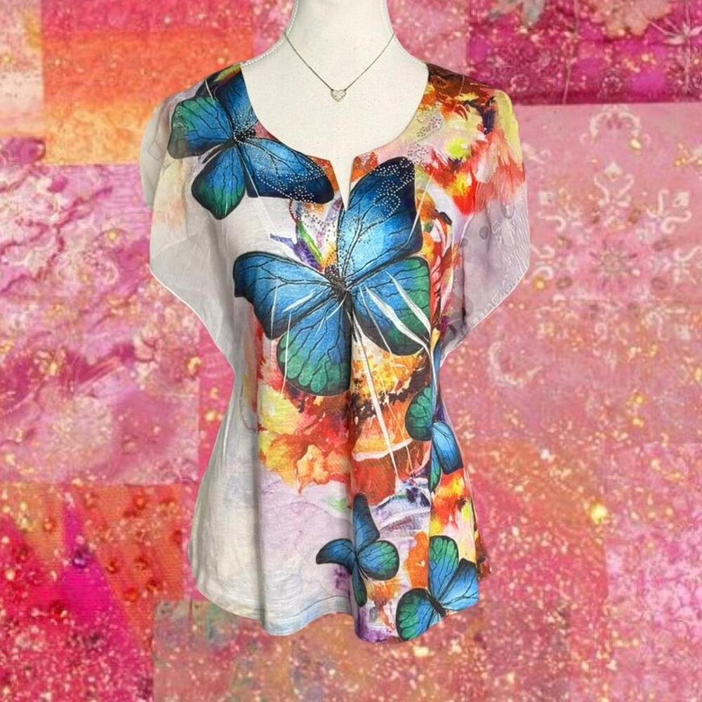 Unity World Wear Whimsy Fairy Core Vintae Butterfly Mcbling 2000s Top Size Large